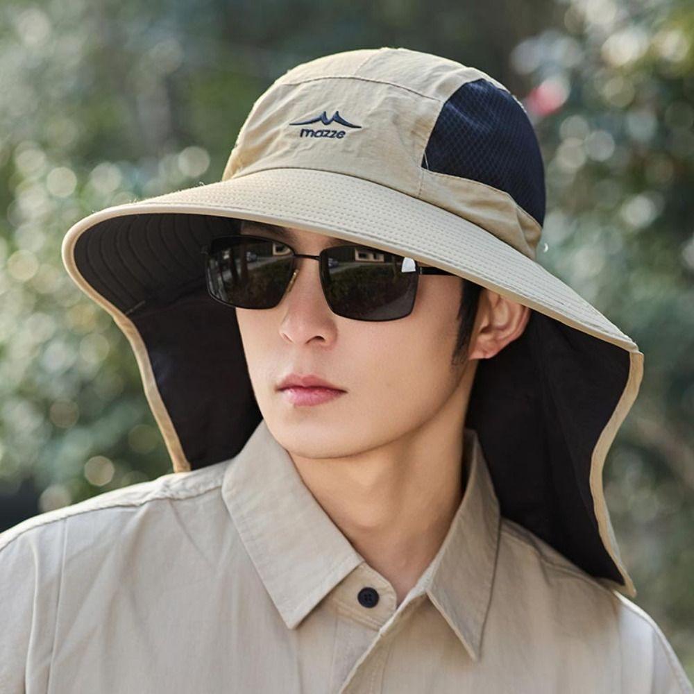 Sunscreen Men Fishing Hat Mesh Foldable Bucket Hat Breathable Outdoor Sun Hat  Women