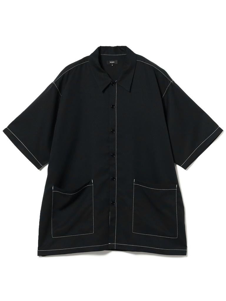 Beams Men's Stitched Easy Shirt, Black, Size Small, 11011560277