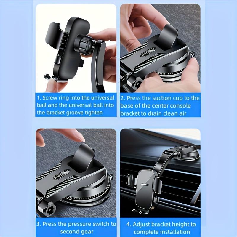 A Multifunctional Car Phone Holder with a Suction Cup That Can Rotate 360 Degrees for Navigation.