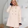 Women's Coats - Fall Winter Women's Mid-length Wool Coat Slim Fit Stand Collar Fashion Elegant Women Outerwear