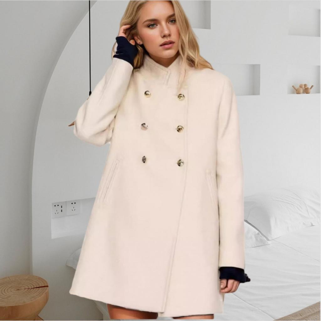 Women's Coats - Fall Winter Women's Mid-length Wool Coat Slim Fit Stand Collar Fashion Elegant Women Outerwear