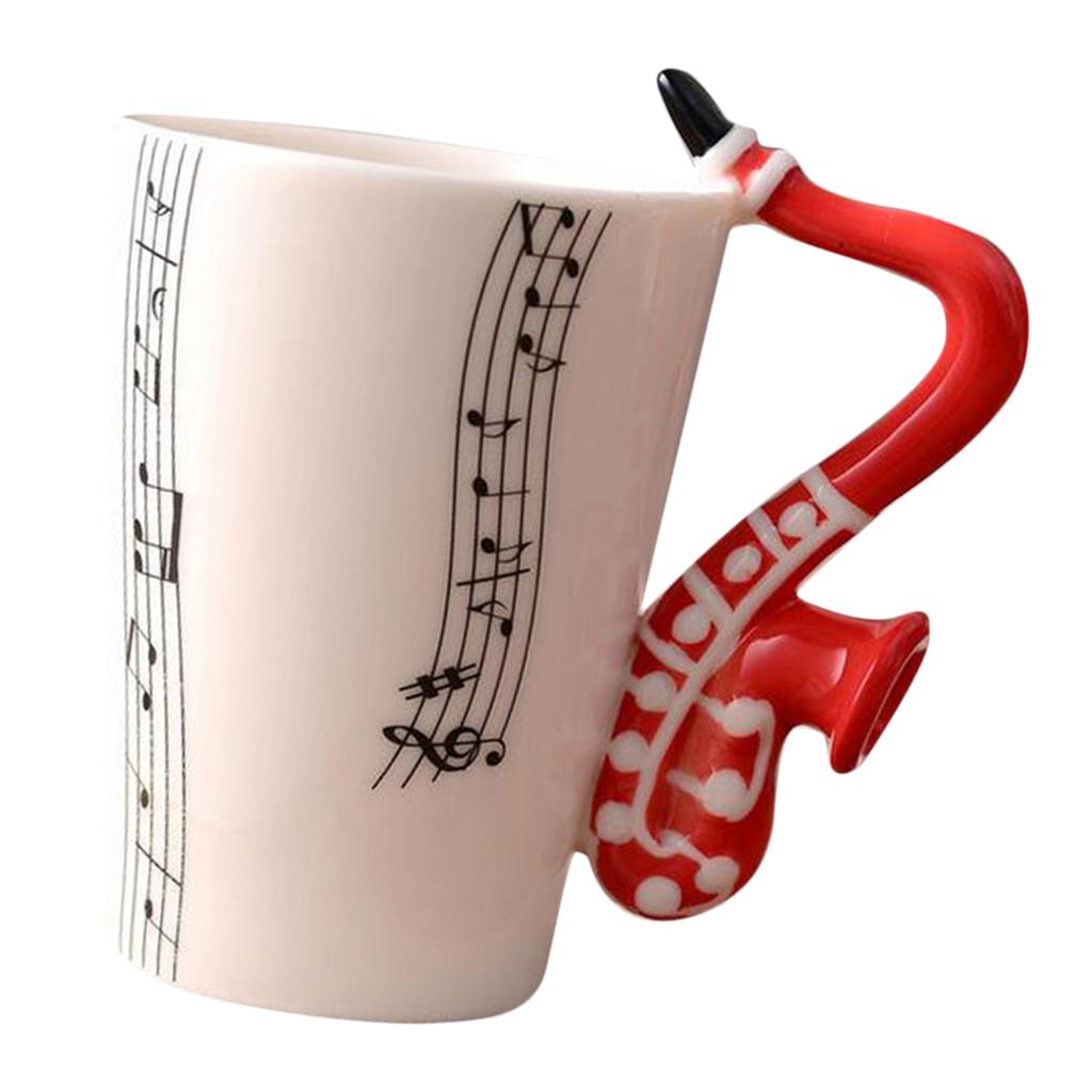

Керамічна гітара Барабан Саксофон Ручка Чашка Чашка для кави Керамічна музична чашка Чашка для напоїв Дитяча подорож Red Saxophone Stave