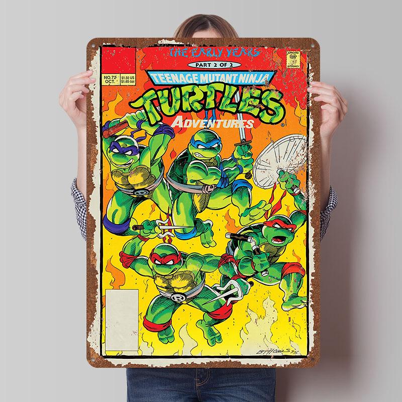 TMNT Tinplate Posters Customizable Wall Art Retro Vintage Metal Tin Signs for Bedroom Decoration Gaming Home Decor Accessories