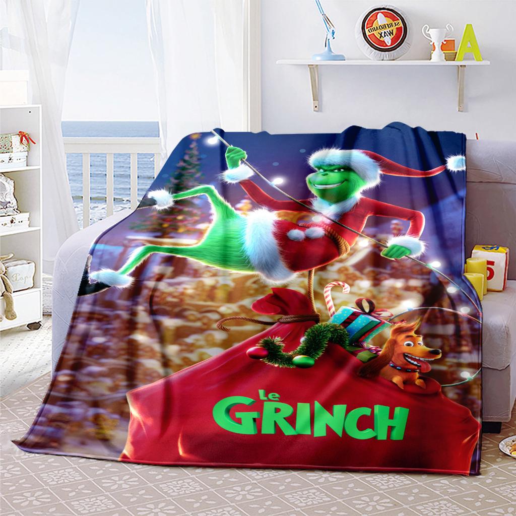 Christmas Gift Comedy Movie How the Grinch Stole Christmas blanket home warming, four season bed decoration sofa cover flannel throwing blanket K15