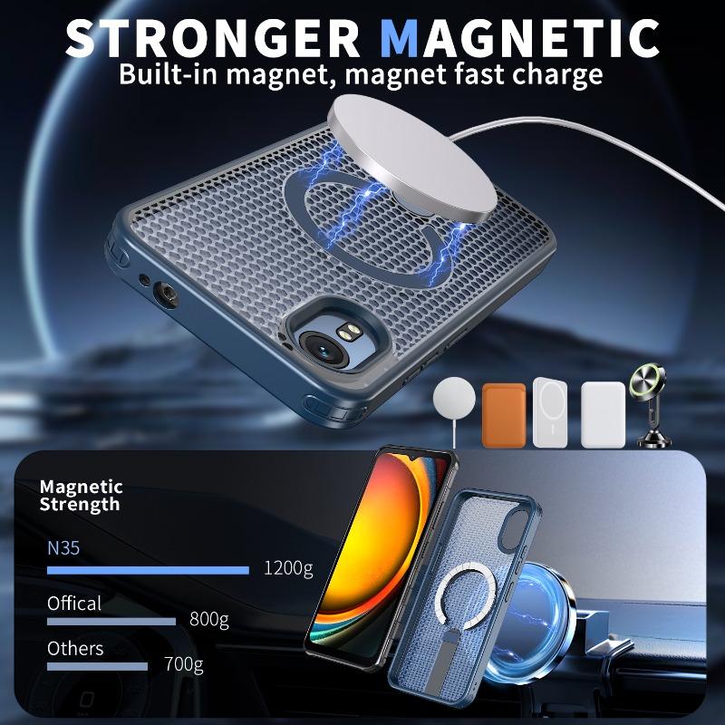 Étui Support Kickstand Magnétique Pour Samsung Xcover 7 Pro Coque de Téléphone Transparente Mate Sans Fil Magsafe Pour Galaxy Xcover 7 Pro