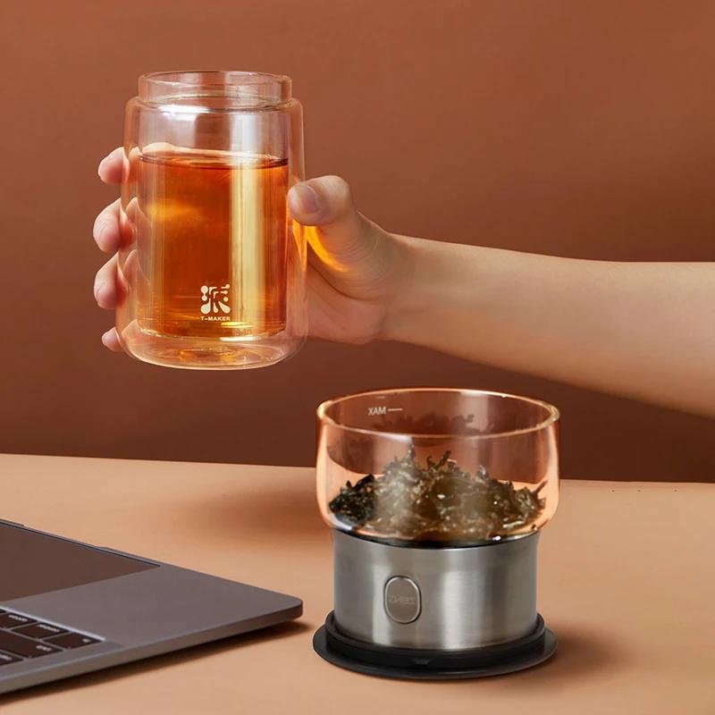 Glas-Teetasse, Reise-Teegeschirr, kreative schwimmende Tasse, doppelstöckige Teetasse mit Verbrühungsschutz, Teetrennung, Schnelltasse, Haushalts-Teezubereitungsgerät
