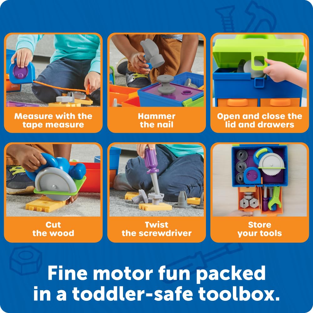 Learning Resources All-in-One Toolbox, 18 Pieces, Play House Toy, LER9754, Authentic