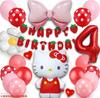 MON Teriar Hello Kitty Kitty Decoration Set, Pompom Original Balloon Set, Number Balloons, Character Balloons, Birthday Decorations, Gift for Girls,