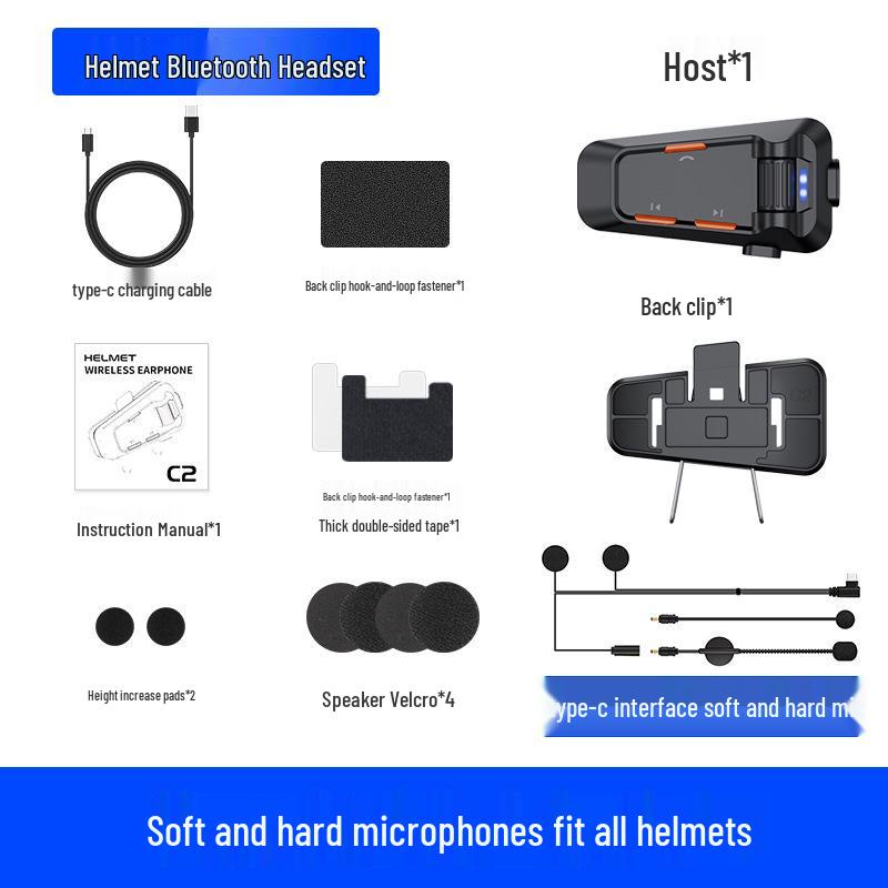 Waterproof Bluetooth Motorcycle Helmet Earphones with Noise Cancelling & Multi-person Intercom