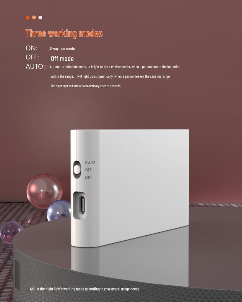 Rechargeable Motion Sensor Night Light with Eye Protection for Nighttime Use In Bedrooms and Bathrooms