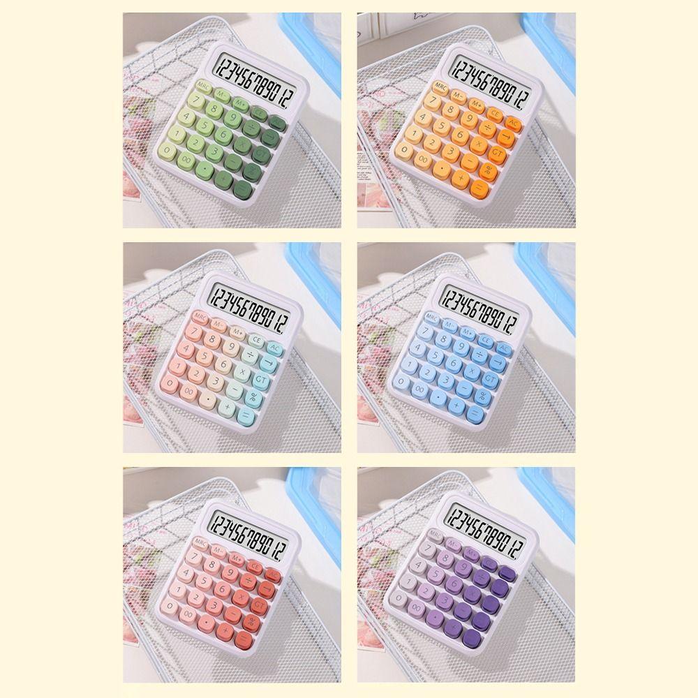 Cute 12 Digits Calculator Large LCD Display Candy Color Finance Calculator Portable Practical Student Calculator