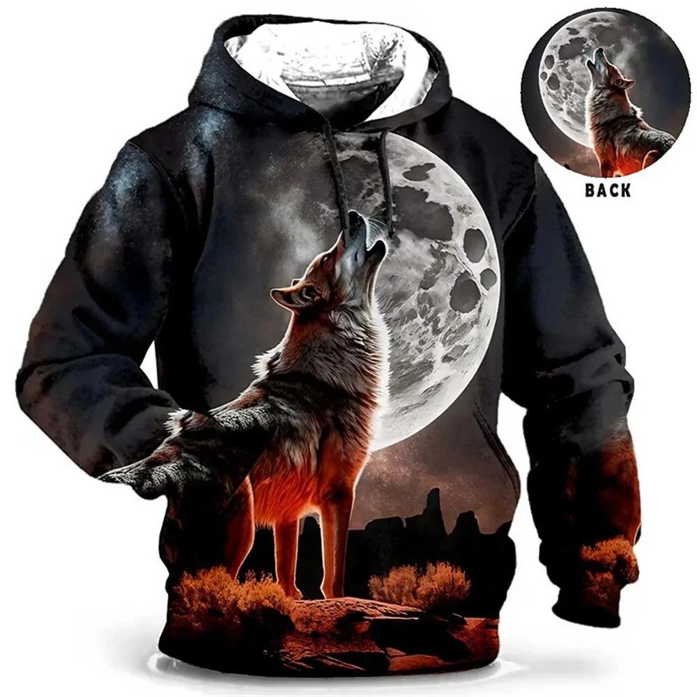 Vintage Tiger Men's Hoodie 3d Print Tops Fashion Animal Graphics Long Sleeve Men Oversized Streetwear Tees
