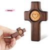 M-1/3pcs Wooden Cross Finger Stress Relax Gifts Christians Fidget Cross My Heart Pocket Prayer Cross Spiritual Symbol Home Decor