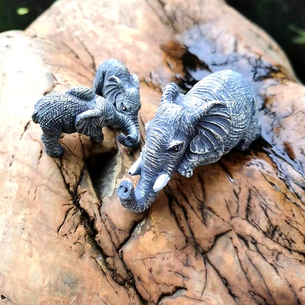 Elephant Set of 3 Unique Mother's Day and Thanksgiving Gifts Home Outdoor Decorative Small Ornaments Resin Hand-Painted Statues