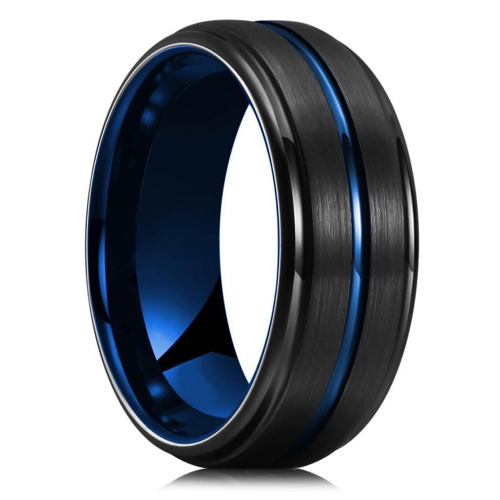 2024 Simple 8mm Red Stainless Steel Rings For Men Women Red Matte Finish Beveled Polished Edge Men Rings Wedding Band Jewelry