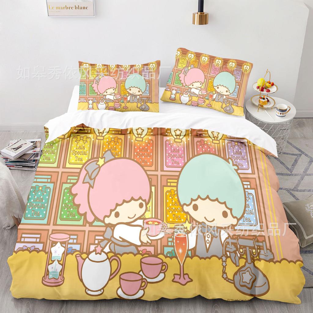 Sanrio Little Twin Stars Bedding Sets Comforter Quilt Bed Cover Duvet Cover Pillow Case 2-3 Pieces Sets Kids Adult Size