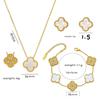 Trendy Clover Bracelet: Women's Korean Simple Design with Mother-of-Pearl and Titanium Steel, Featuring Five Floral Motifs.