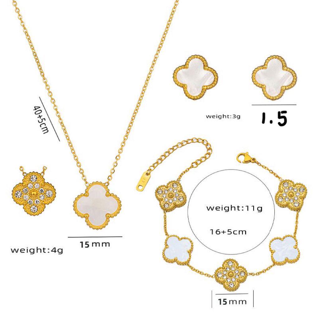 Trendy Clover Bracelet: Women's Korean Simple Design with Mother-of-Pearl and Titanium Steel, Featuring Five Floral Motifs.