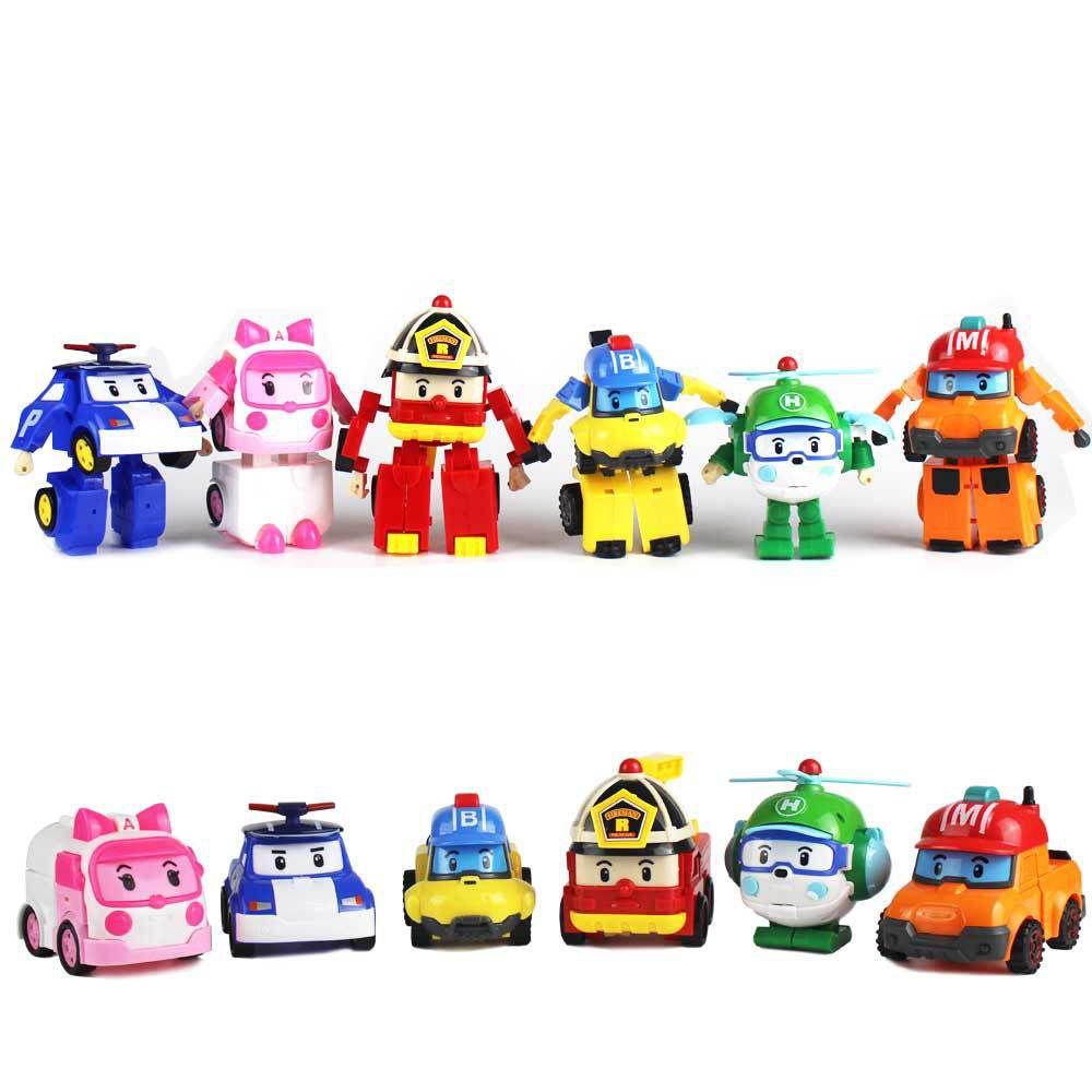 High-quality Robocar Poli Roy Amber Transformers Robot Action Figures Car Bus Set