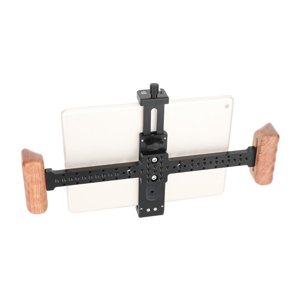 

Huawei Xiaomi Apple iPhone Tablet Mount Bracket with Dual Wooden Handheld Handle. C3840