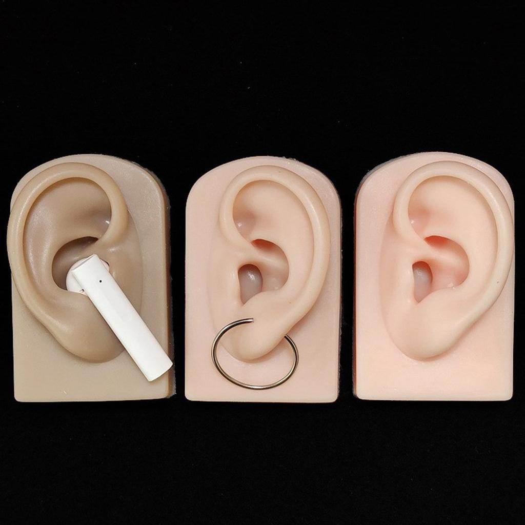 Silicone Ear Model for Piercing Practice and Jewelry Display Realistic Left and Right Human Ear Simulation Ears Replicas