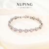 XUPING Jewelry Iced Out Synthetic CZ Colorful Gemstone Artificial Stone Clasp Gold Color Plated Pink Women Heart Tennis Bracelet