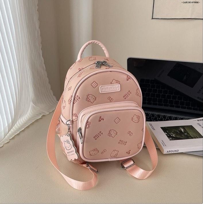 Hello Kitty Girl Backpack With Pu Material And Large Capacity For Daily Use
