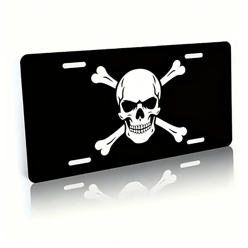 D Flat D Flat Metal Sign Pc Skull and Crossbones Photo Set with Frame   X Cm Black with White Skull Design Id