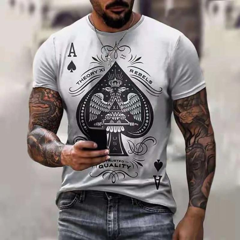 

New summer T-shirt Short Sleeve 3D Card Print Men s T Shirt Fashion Retro Fashion Male Casual Streetwear Oversieze T Shirt S