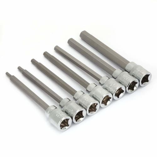 Hex Bit Socket Set, 7 Pieces 3/8 Square Socket Bits, 1/8, 3/16, 7/32, 1/4, 9/32, 5/16, 3/8 Hex Extension Long Bit Socket Set