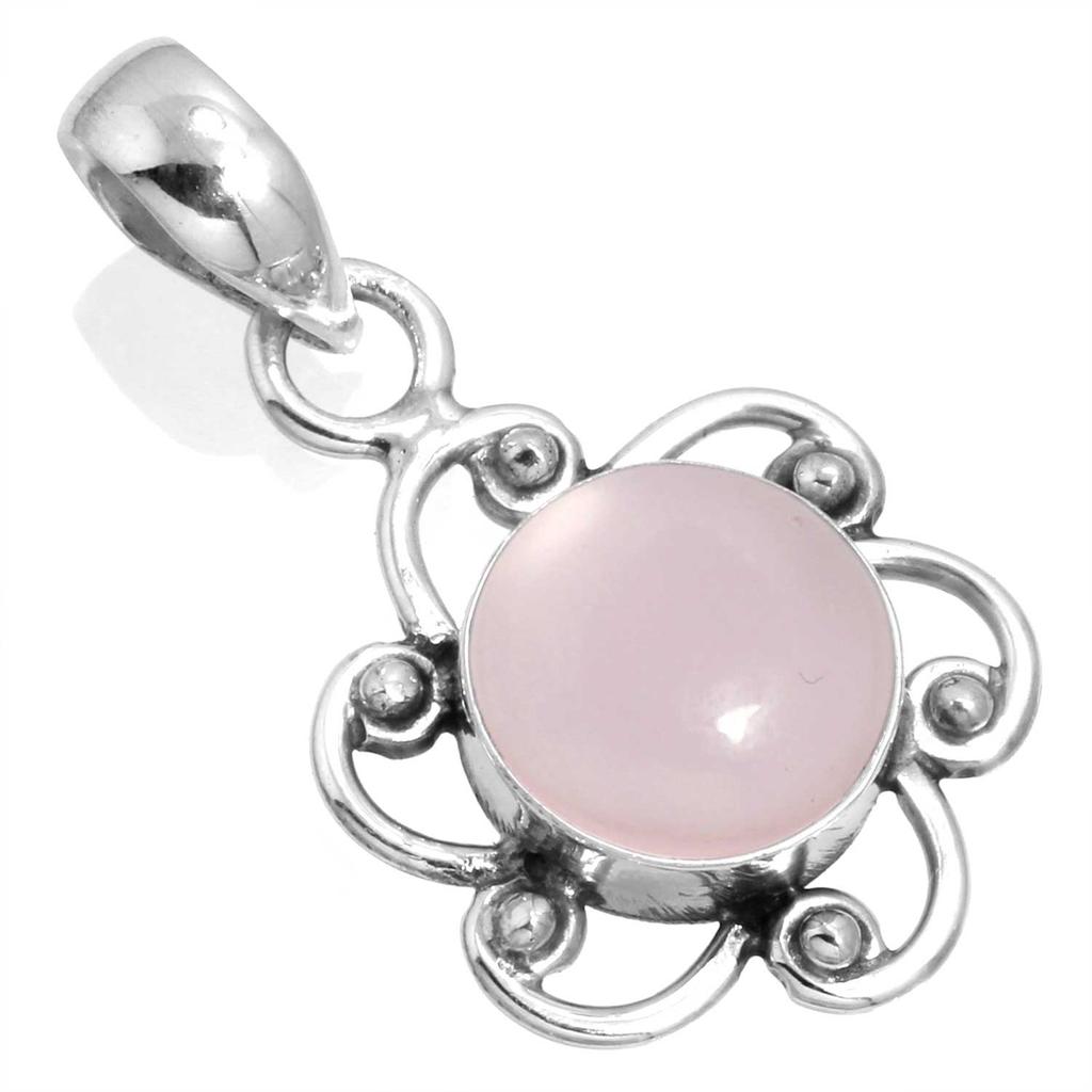 925 Sterling Silver Pendant Women Gemstone Handmade Jewelry Anniversary Gift Malachite Moonstone Rose Quartz Red Stone Smoky Topaz Tiger Eye Solitaire