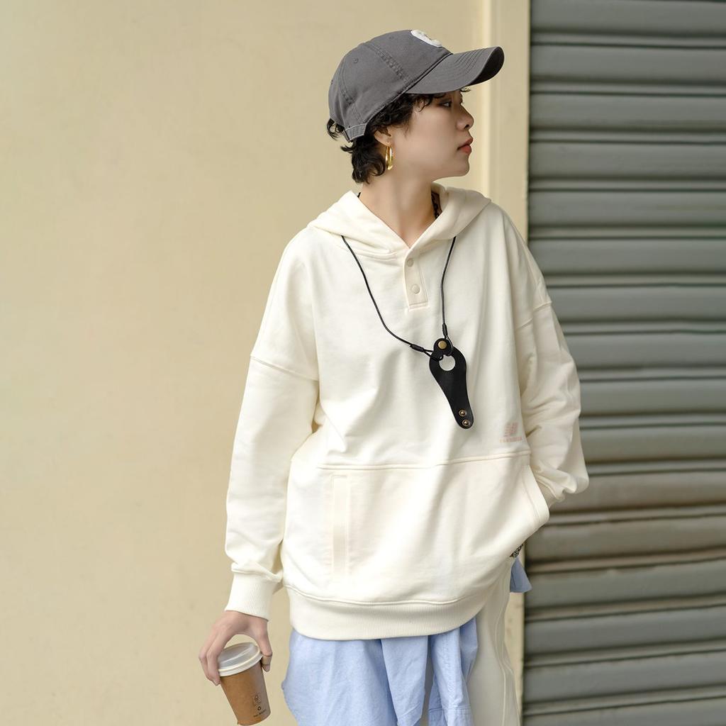New Balance Sweatshirt Fall Winter Women's White AWT23322-CIC