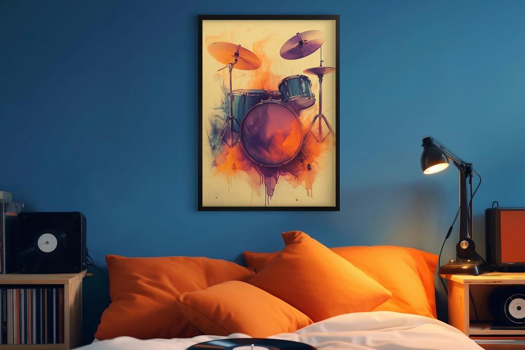 Nowoczesny obraz ścienny Plakat na ścianę z ramką Muzyczna dekoracja 50x70