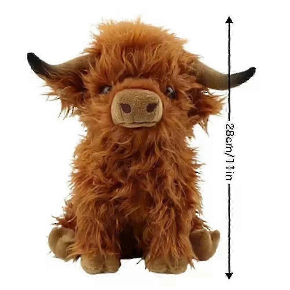 25cm Highland Cows Stuffed Animal, Scottish Cow Plush Toy, Soft Farm Cattle Plushie Doll, Christmas & Birthday Gift for Boys Girls