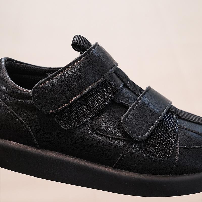 2026 Boys Genuine Leather Soft Sole Shoes, Black British Style for Primary Students, Wide Toe