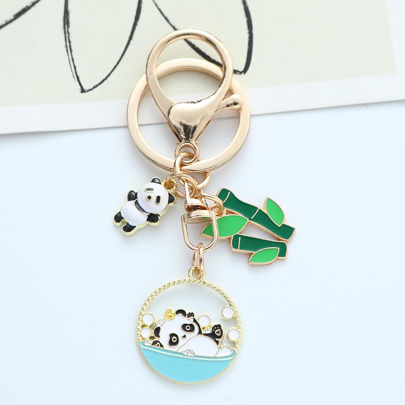 Cute Handmade Panda Keychain: Chengdu Style Flower Panda Couple Pendant Bag Ornament