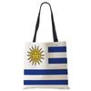 World Cup Flag Women Handbag Linen Totes Casual Traveling Beach Gift Bags CLE