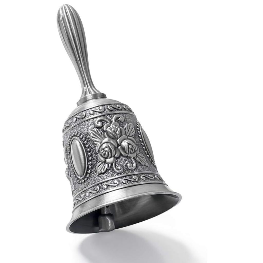 Retro Metalen Tone Hand Bel Metalen School Diner Shoptea Bell Hand Held Craft Bruiloft Decoratie Alarm School Kerk Klaslokaal