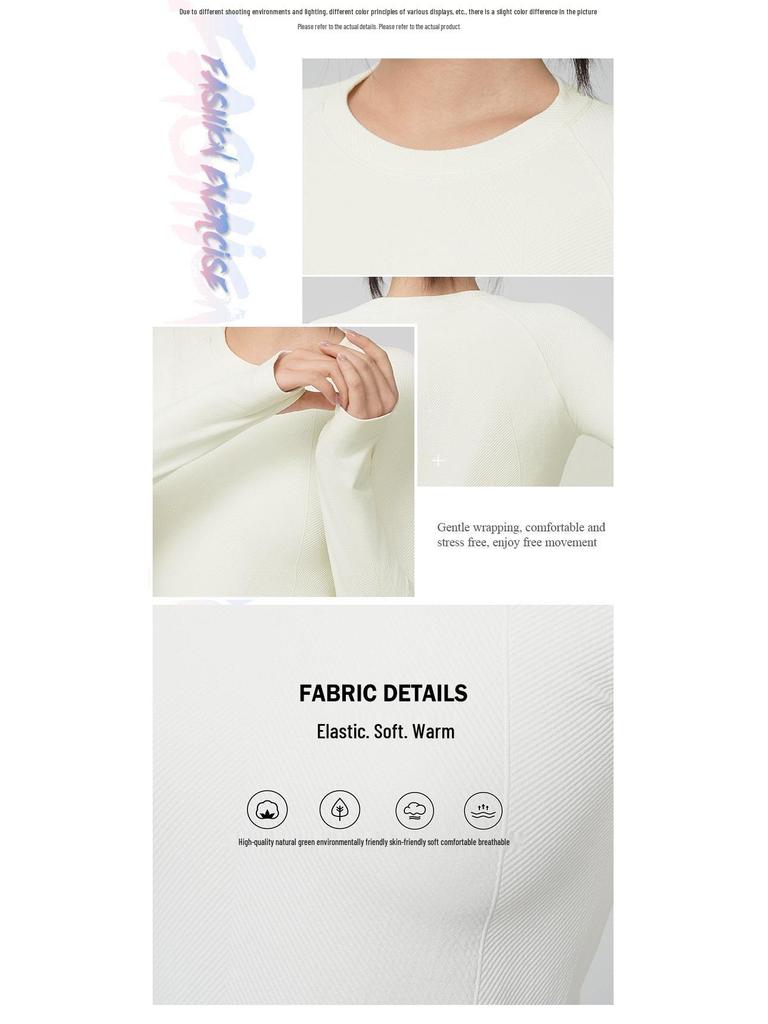 Women's Seamless Slimming Round Neck Long Sleeve Yoga Top - Breathable, Waist-Cinching Fitness Wear for Autumn and Winter