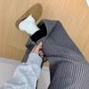 Black and Gray Striped Wide-leg Jeans for Women In Autumn and Winter Plus Velvet High Waist Straight Versatile Casual Floor Pants