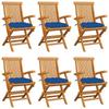 Day and Night - Day and Night Garden Chairs 6 Units Solid Teak Wood with Blue Cushions
