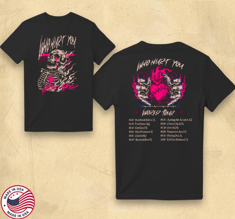 Who Hurt You Graphic Tee | World Tour 2026 Merch Shirt | Emotional Quote T-Shirt S