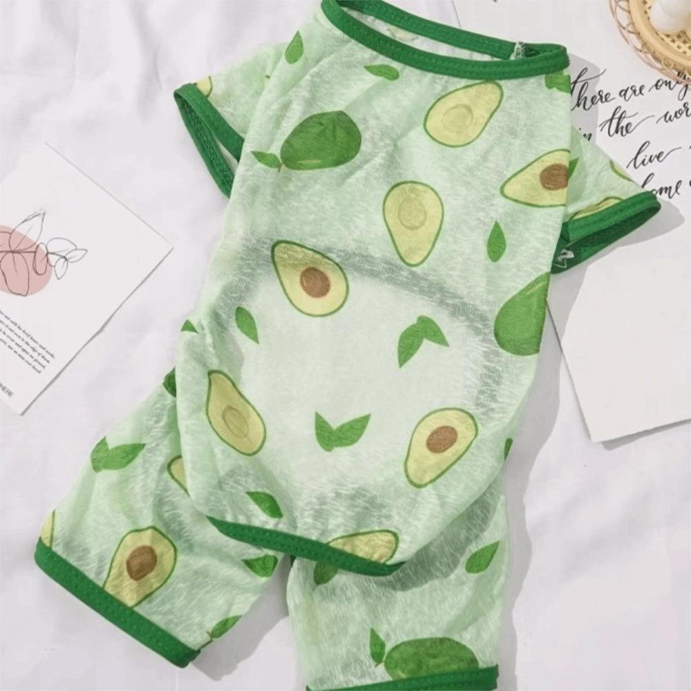 Breathable Mesh Cat Cooling Jumpsuit Cartoon Print Summer Cat Clothes Summer Wear L зелёный