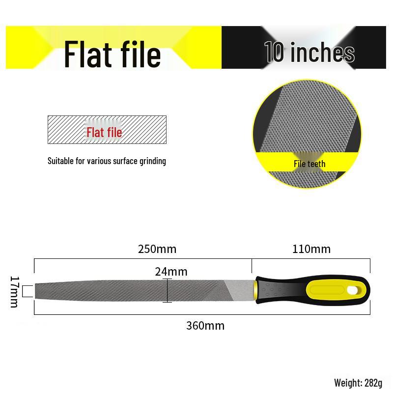 Multifunctional Steel File Set: Triangular, Half-Round, Round, Flat, Board, and Rasp Files