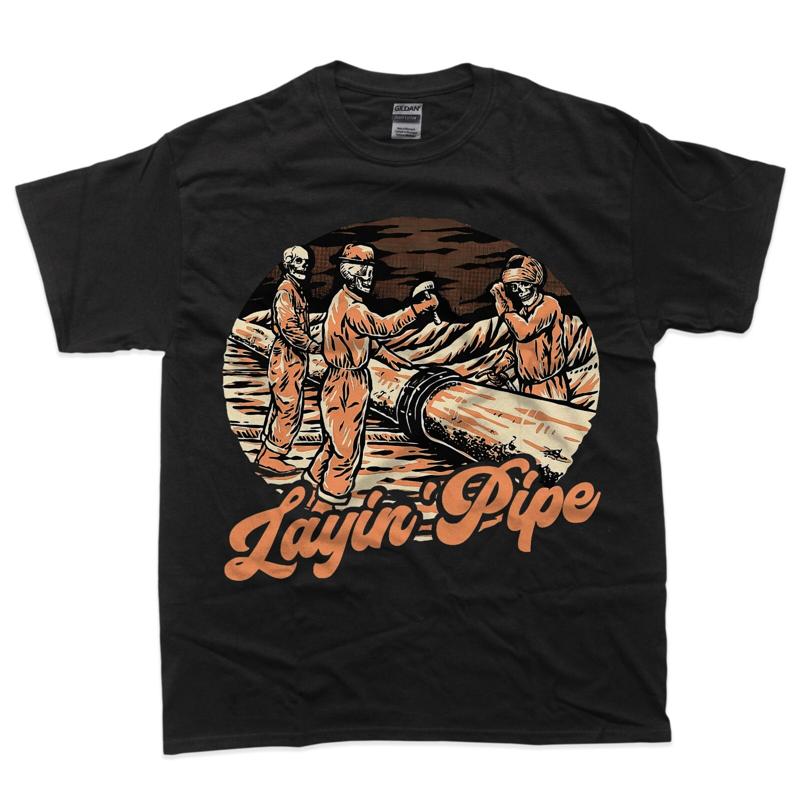 

Layin Pipe Skeleton Pipeline Worker Humor T Shirt - Men s Summer Cotton Graphic Tee S разноцветный