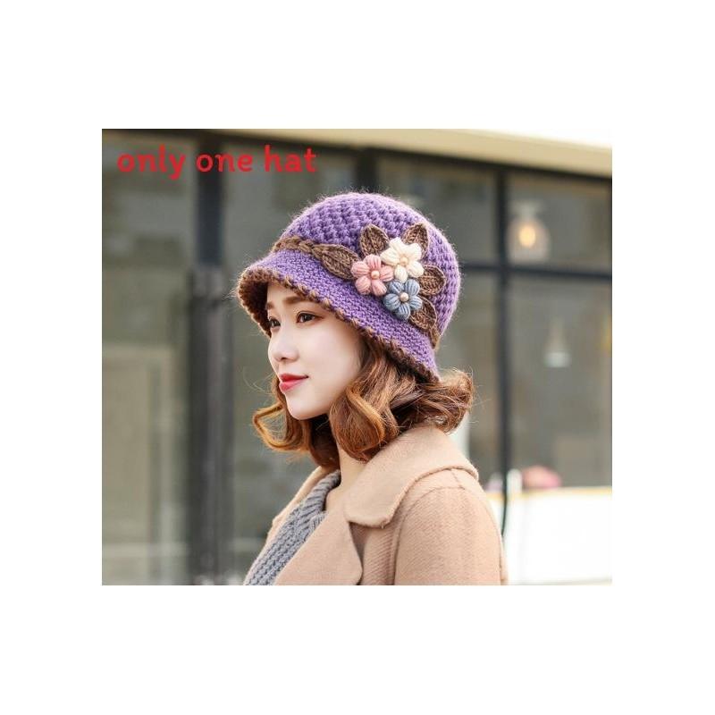 

Оригинальная вязаная шапка для женщин, зимняя, для холодной погоды, защита ушей, стильная фиолетовый