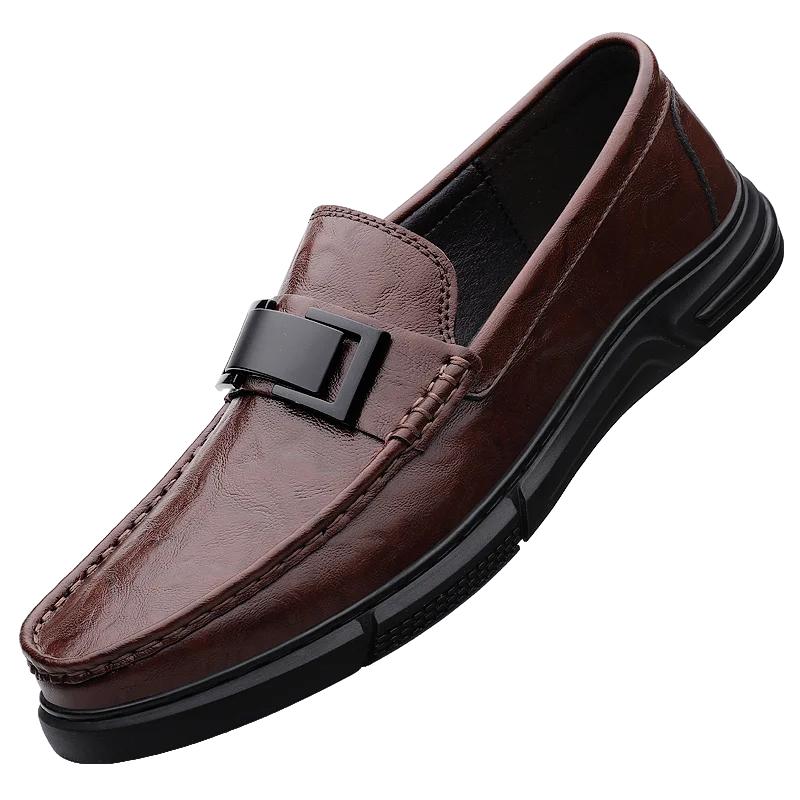 Men's Loafers Wear-resistant Massage Soles Men's Business Shoes Hollowed Out and Breathable Men's Genuine Leather Casual Shoes