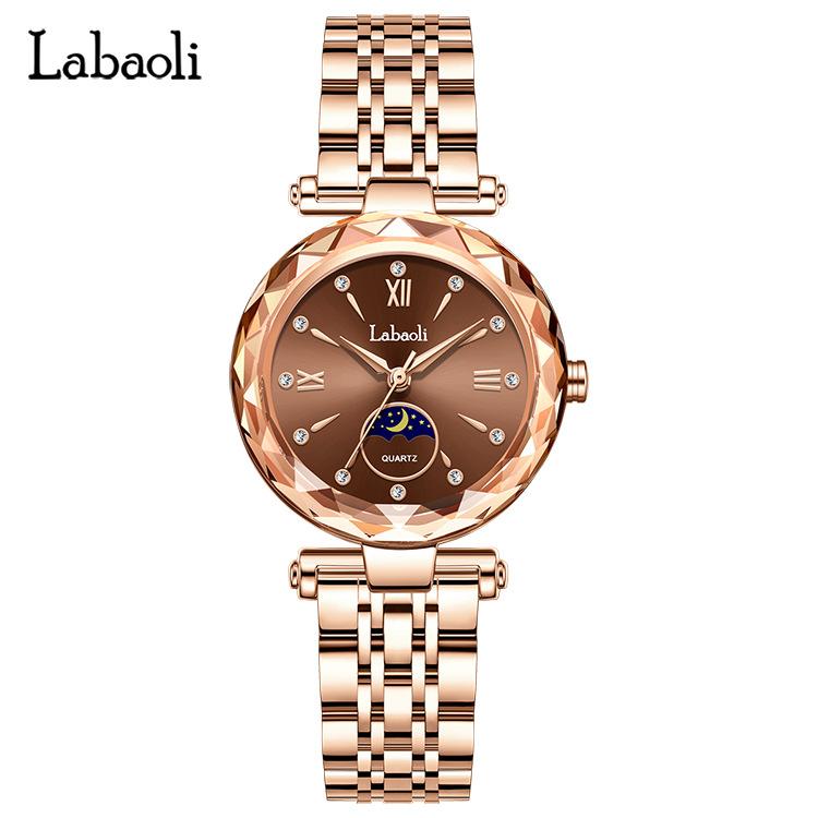 La Baoli Women S Steel Strap Watch Diamond Butterfly Buckle Watch Fashion Trend Quartz Watch коричневый