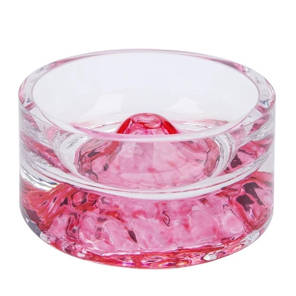 Mountain Raised Crystal Glass Hamster Feeding Bowl Transparent Mini Hamster Food Bowl Anti-tip Hamster Drinking Bowl Small Pet розовый