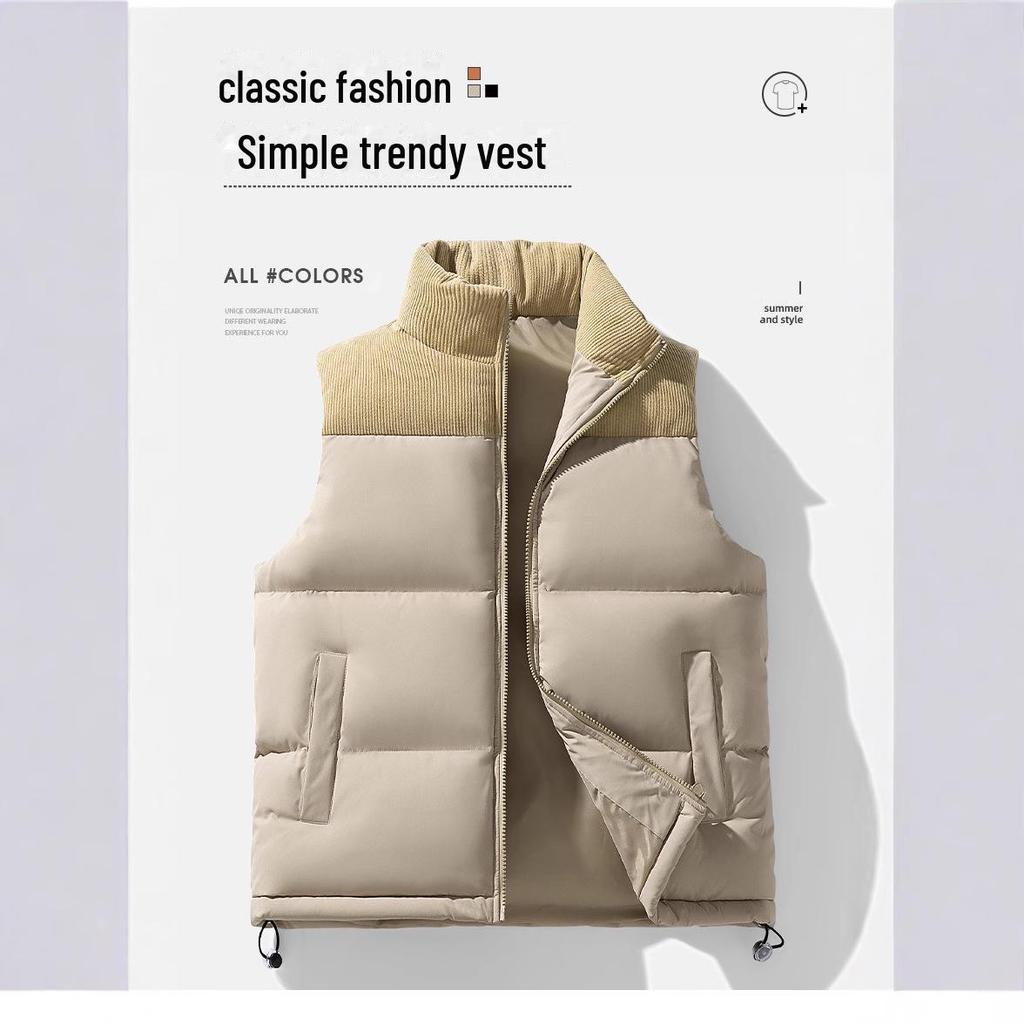Gilet da uomo trendy in velluto a coste e piumino: Giacca calda, casual, senza maniche per Autunno/Inverno.